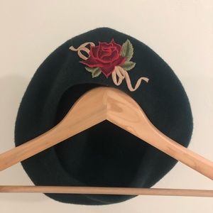 Vintage French Beret with Rose